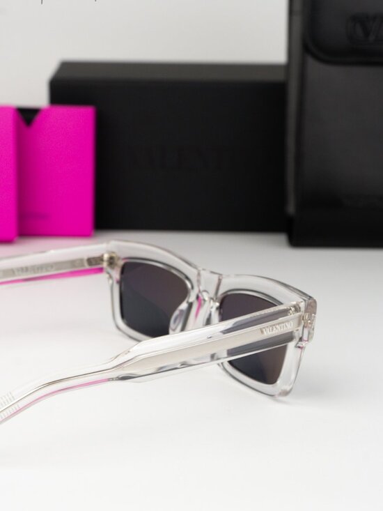 Valentino Women Sunglasses Transparent Grey Rectangle V-SHARP VLS-134 C NEW main image 8